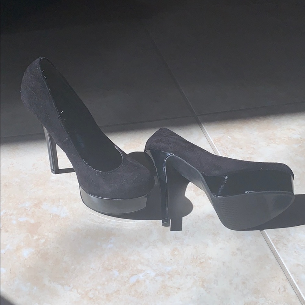 Suede Black Platform Stilettos